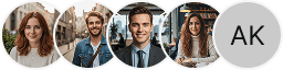 Multiple investor profile avatars on trading review block